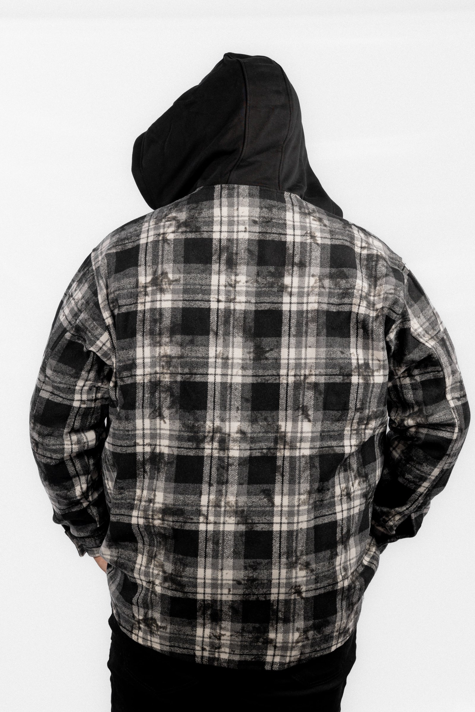Checkered wool shirt with hood