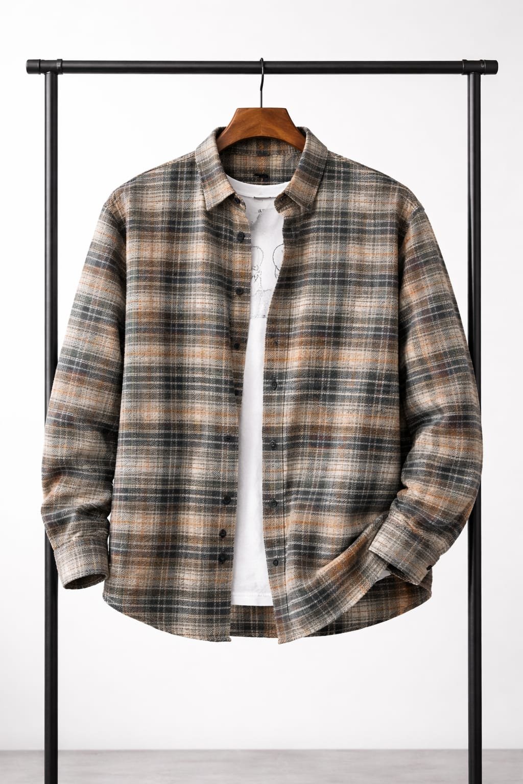 Gabardine plaid shirt